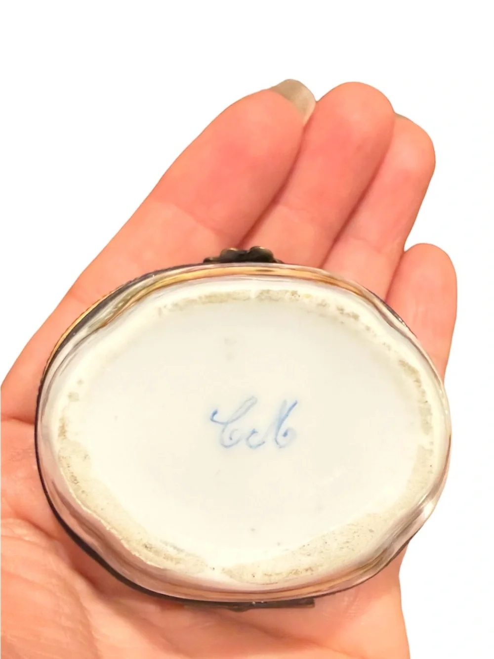 Antique c.1900 Hand Painted Porcelain Trinket Box | Late Victorian Edwardian
